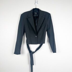 Zara Single Button Lined Belted Blazer Sz S‎
